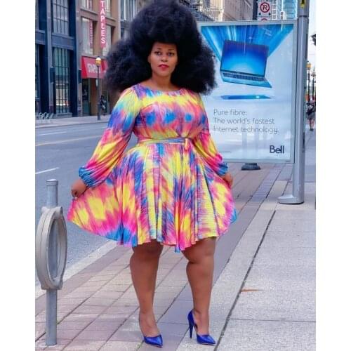 Casual O Neck Plus Size Women Dress Big Swing Print Sexy Party Dress Fashion African Clothing Vestidos 2021 Summer New Arrival