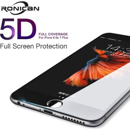 RONICAN 5D Curved Screen Protector for iPhone 8 7 6 6s Plus 8 Plus Edge Full Cover Film for iPhone X xs Tempered Glass Film