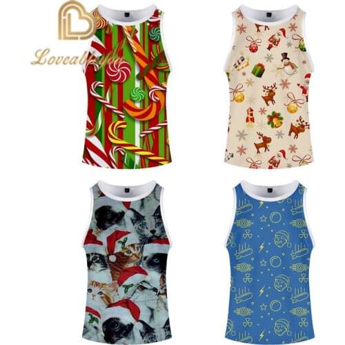 Christmas 3d Printed Tank Top Men and Women Fashion Fitness Sleeveless Shirt Singlet Bodybuilding Tank Tops Summer Vest