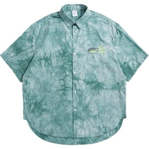Hip Hop Tie Dyed Short Sleeve Shirt Mens And Womens Trendy Street Casual Shirt