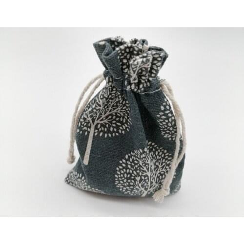 50-100pcs Trees Leaves Fabric Bag Jute Bag Sack Drawstring Bags Cotton Sack Gift Bags for Girls Wedding Party Christmas Gifts