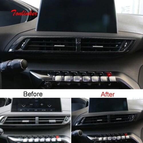 Tonlinker Interior Car Air Vent Outlet Cover sticker for Peugeot 3008/GT 2016-19 Car Styling 1/3 PCS ABS/Metal Cover sticker