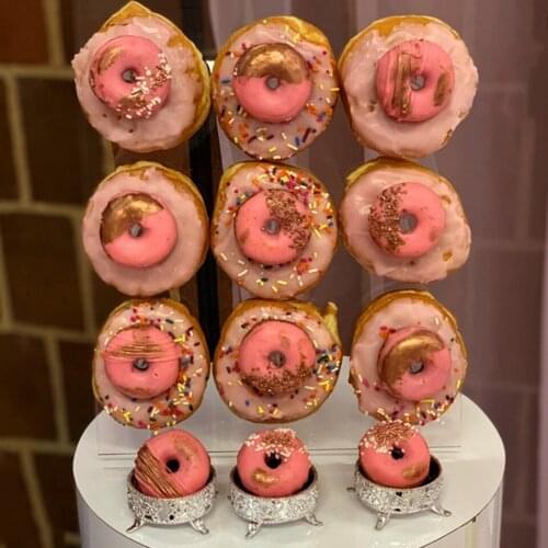 Transhome Acrylic Donut Stand Can Put Nine Donuts Wedding Birthday Party Decoration Cake Stand Transparent Dessert Rack Kitchen