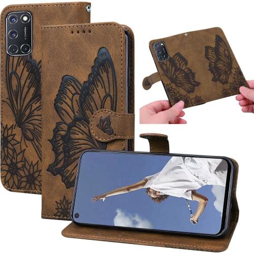Vintage Leather Case For OPPO A72/OPPO A52/OPPO A92 Flip Wallet Butterfly Cover Phone Cases with Stand Card Slots Casing