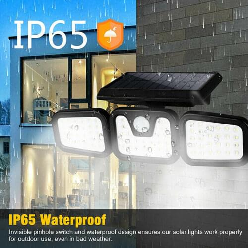 Waterproof LED 3 Head Solar Spot Light Motion Sensor Detector Outdoor Floodlight