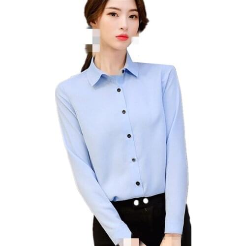 B1961 Spring summer 2020 new Korean version women Pure color fashion long sleeve leisure chiffon girl shirt cheap wholesale