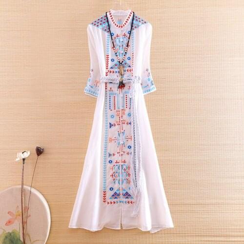 Hi-end Spring Summer 2020 Women Cheongsam Dress Embroidery Slim Elegant Lady Chinese Style A-line Party Qiapo Dress S-XXL