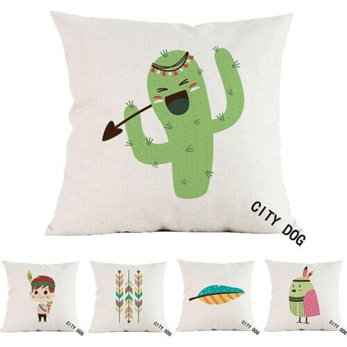 Animal Cactus arrow boy Tribe Woodland Linen Cushion Cover Decorative Pillow Case For Chair Sofa Home Decor Throw Pillows