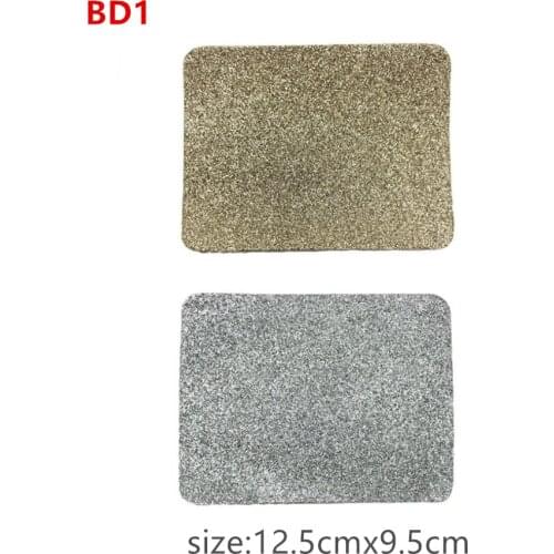 Gold, silver rectangular imitation denim patch ironing patch sticker knee elbow decoration patch cloth stickers free cutting BD1