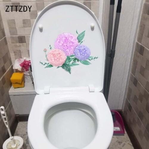 ZTTZDY 22.2*16.7CM Ziyanghua Watercolor Flower Cluster Toilet Seat Stickers Home Wall Decor Decal T2-0375