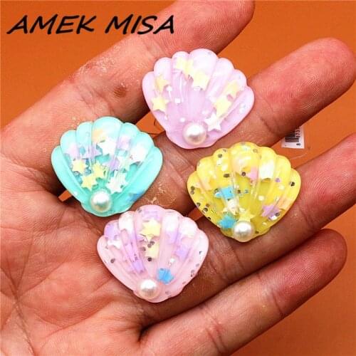 1pcs Cute Colorful Pearl Shells Shoe Accessories Decorations Jibz for Croc Rhinestone Charms Shoes Fit Bracelet Kids Gifts U189