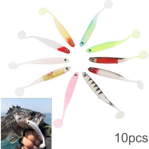 10pcs Colorful Soft Baits 10.5cm 5g T Tail Sequin Flash Wobbler Crankbait Swimbait Rainbow Fishing Lures