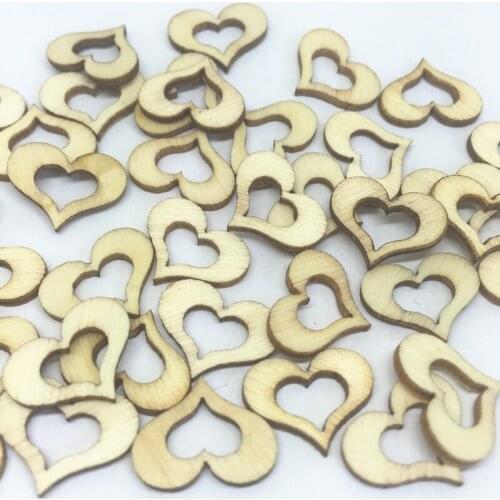 1000pcs 15x12mm Natural Wooden Wedding Hollow Heart Confetti Crafts ChipsTable Decorations Cardmaking
