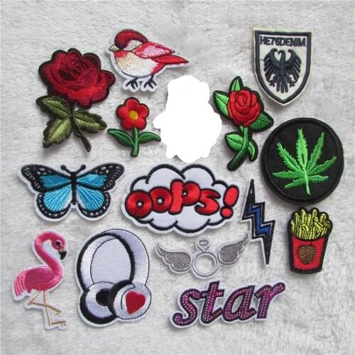 High quality Mixed Cartoon Pattern Embroidered Patches Iron On Fabric Patches Appliques Patches For Clothing Kids Jeans 16PCS