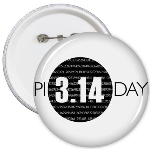 3.14 Pi Day Anniversary Round Pins Badge Button Clothing Decoration Gift 5pcs