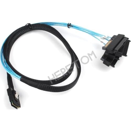 3ft/1m sas sata cable Internal Mini SAS 36pin SFF-8087 to (4) 29pin+15Pin SFF 8482 connectors with SATA Power