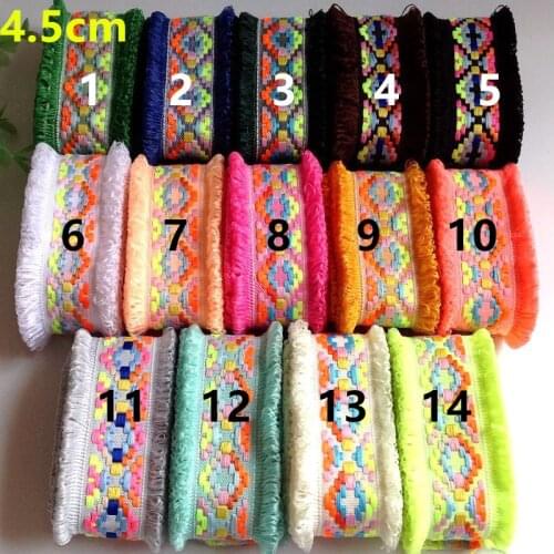 4.5cm nation style shabby dual-edge woven ribbon, folk style webbing, 14 colors available, XERY191130A