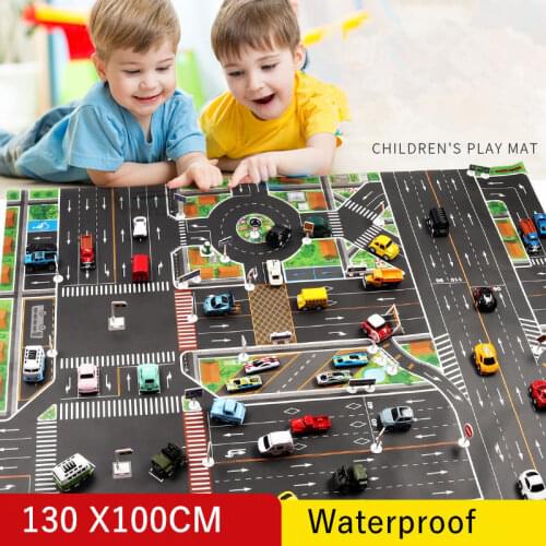 83*57cm/130*100CM Large City Traffic Car Park Play Mat Waterproof Non-woven Kids Playmat Pull Back Car Toys for Childrens Mat