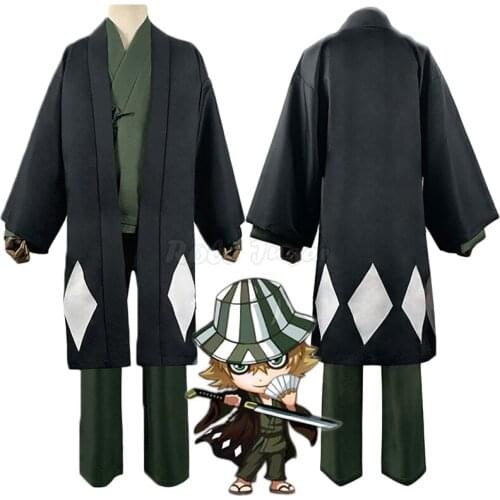 Anime Bleach Urahara Kisuke Gotei 13 Cosplay Kimono Uniform Cloak Suit Men Women Halloween Christmas Costumes S-2XL C105M263