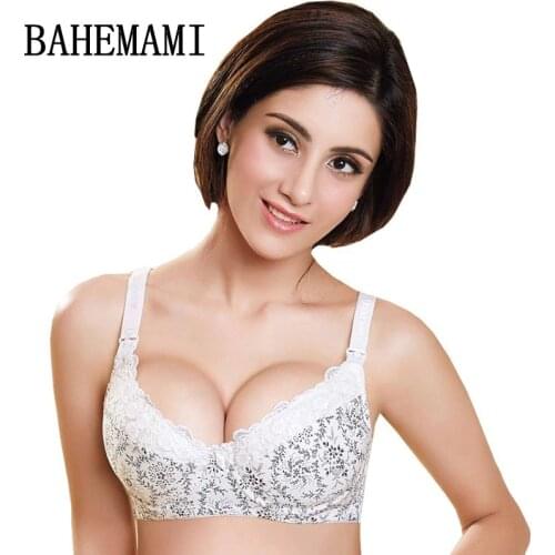 BAHEMAMI Bamboo Fiber Maternity Bra Nursing Bra Feeding For Pregnant Women Flower Lace Underwear With Wire Anti Sagging Gravidas