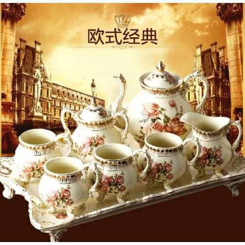 FREE SHIPPING LUXURY EUROPE MILK POT CERAMIC COFFEE POTS 8PCS PORCELAIN BONE CHINA COFFEE POTS SET GIFT ITEM A-1