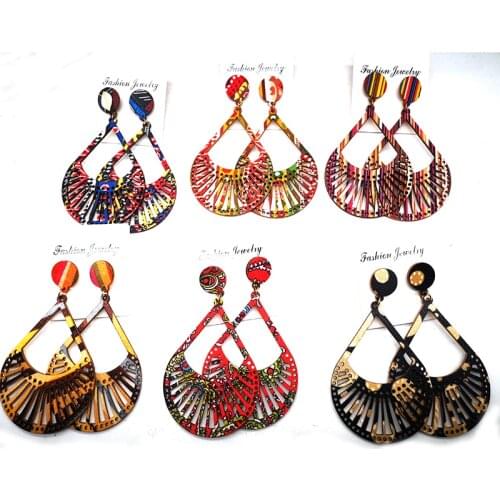 Free Shipping!2021 fabric wooden Drop stud earrings can mixed colors