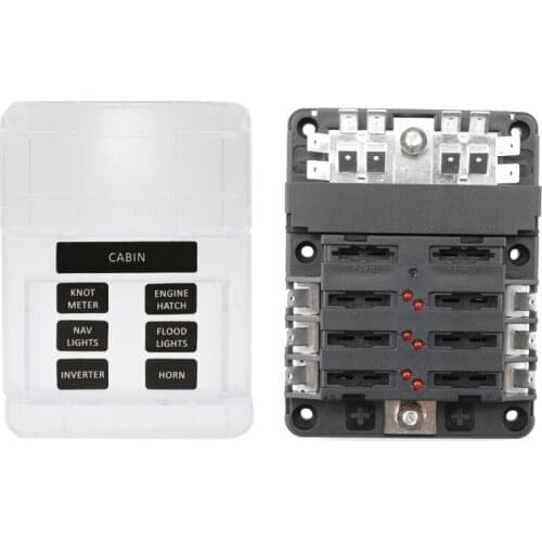 1Pc DC12-24V 6Way Car Blade Fuse Box Block Independent Negative with LED Warning Indicator Light for Car Boat RV Bus SUV Truck