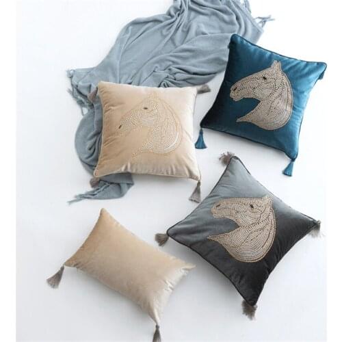 45x45cm Horse head Sofa Pillowcase Pink Cushion Cover Throw Pillow Case Home Sofa Bed Chair Decoration 17.72x 17.72inch