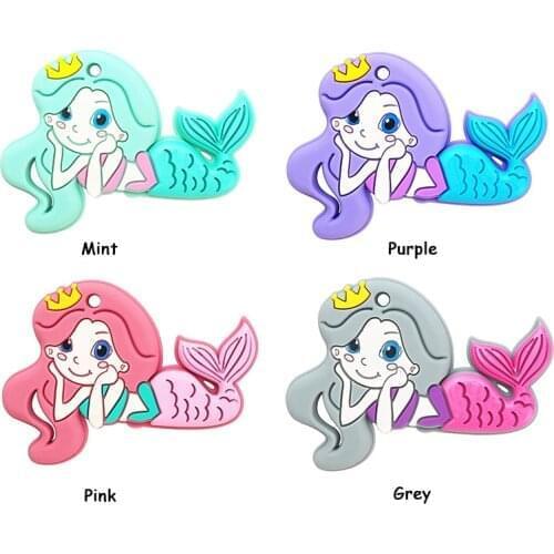 Chenkai 5pcs Silicone Mermaid Reassure Teether Pacifier Dummy Teething DIY Infant Smoothing Sensory Bite Toy Accessories Gift