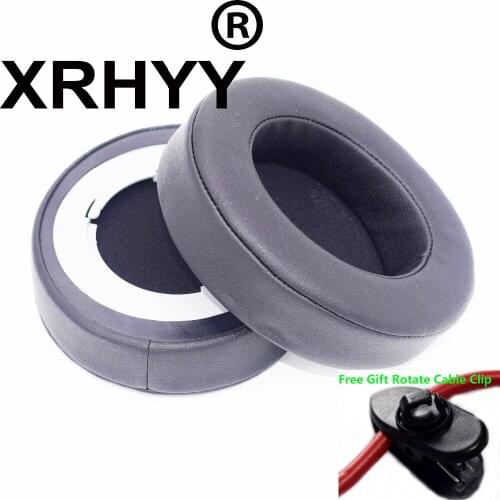 XRHYY Black Replacement Ear Pads Earpad Cushion Cover For Razer kraken V2 Headphone + Free Rotate Cable Clip