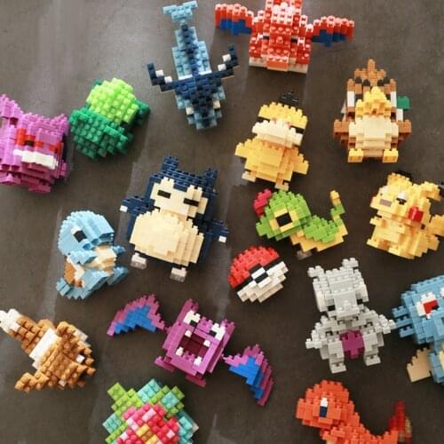 23Style LNO Pokemon Micro Building Blocks Snorlax Blastoise Gengar Charmander Bulbasaur Pikachu Mini Brick Figures For Kids Toys