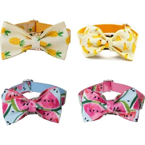 Fruit BowTie Dog Collar Personalized Luxury Designer Engraved Pet Name Retailing Pet Supplies Puppy Accessories