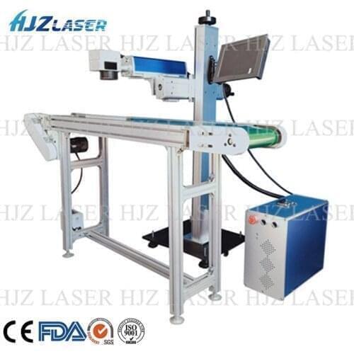 HJZ Non-metal Engraving 30W 50W Co2 flying online conveyor belt laser marking machine