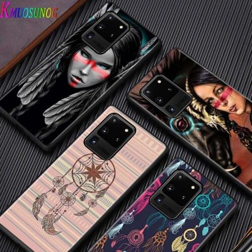 Indian Feathers Girl for Samsung Note 20 S20 FE Lite Ultra Plus A91 A81 A71 A51 A41 A31 A21 A11 A12 A42 A01 Phone Case
