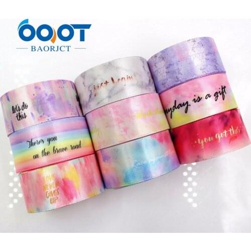 OOOT BAORJCT 183191,25 mm 10 yards Cartoon Flower satin ribbons, The tape for Sewing ,Wedding Accessories DIY handmade material