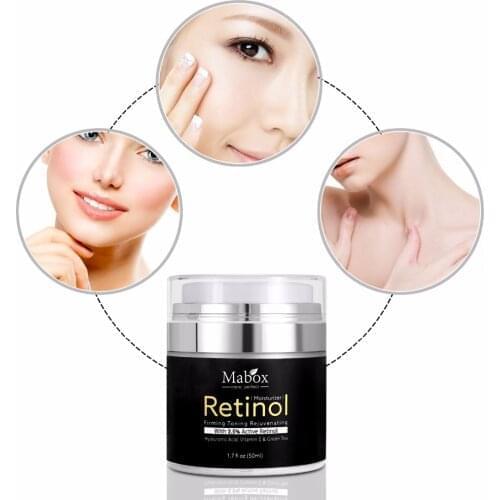 Mabox 50ml Retinol 2.5%Moisturizer Face Cream Hyaluronic Acid AntiAging Remove Wrinkle Vitamin E Collagen Smooth Whitening Cream