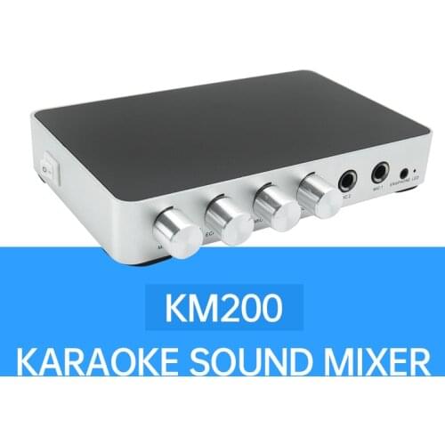 KM200 4K Mini HD Karaoke Sound Mixer Audio Mixer Dual Microphone Input Volume Adjustment for Stage KTV Room Mesa de Mezclas de
