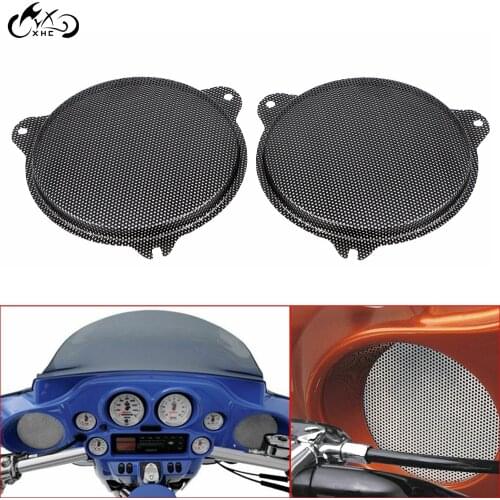 Motorcycle Black Front Speaker Mesh Grills Covers For Harley Touring Road Electra Street Glide Road King FLHT 2014-2017 FLHTKL