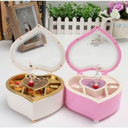 Music Jewellery Box Heart Shape Dancing Ballerina Gift For Girls Valentines Day