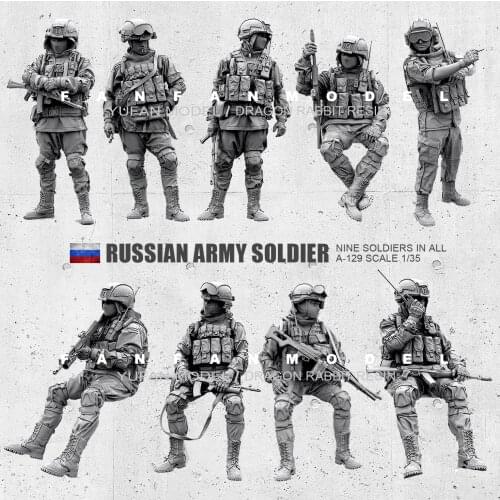 1/35(50mm) Resin Figure Kits Russian Modern Special Forces soldier self-assembled (9 piece) A-129