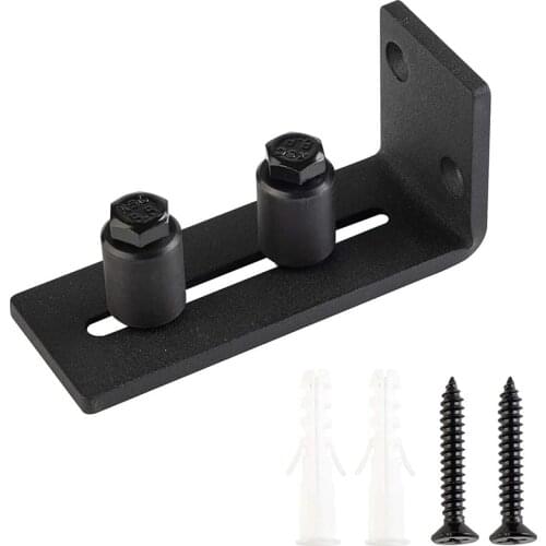 Barn Door Sliding Door Hanging Rail Anti-Sway Device Black Adjustable Hardware Floor Guide Roller