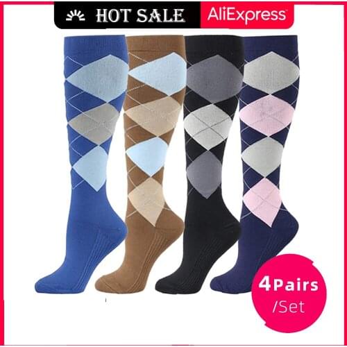 4 Pair Cycling Compression Socks Women Running 20-30 mmHg Outdoor Unisex Veins Pressure Athletic Stocking Fit Sports Leg-Support