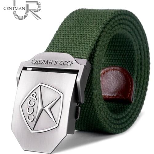 New Men & Women High Quality Belt 3D Soviet Quality Mark Canvas Military Belt Soviet Memory CCCP Luxury Jeans Tactical Belt