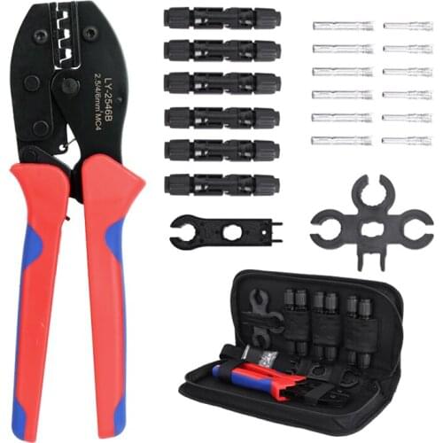 Crimping Plier Tool MC4 Cable Connector Clamp Stripper Hand Tool Set For Solar Male Female Kit LY-2546B Press Terminal Pliers