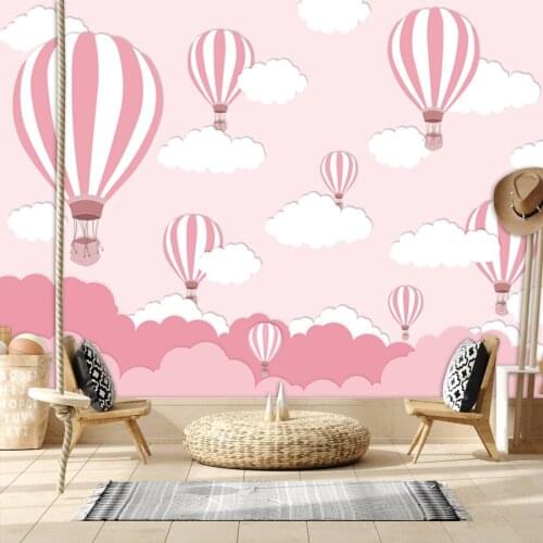 Custom Pink Balloon Girls Room Wallpapers for Livingroom Murals Walls Papers Home Decor Vinyl Removable Self Adhesive In Rolls