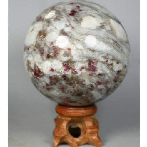 Natural red tourmaline quartz crystal ball healing 68mm