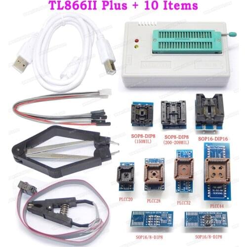 Minipro TL866II Plus Universal Programmer PIC AVR High Speed Better Than TL866CS / TL866A EEPROM Programmer + 10 Adapters