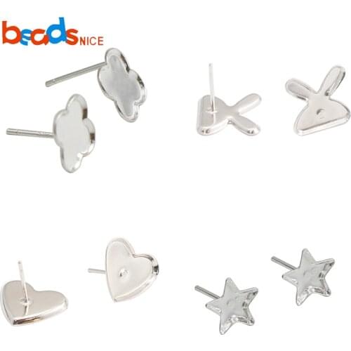 Beadsnice 38902smt17 Ear Stud Setting Earring Posts Sterling Silver Earring Post Findings Earring DIY Blank Base