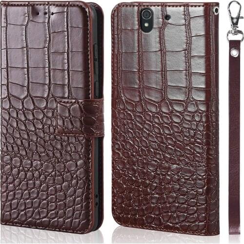 Luxury Leather Wallet Phone Case for Sony Xperia Z L36H L36I C6603 C6602 crocodile texture book style Full Body Business Cover