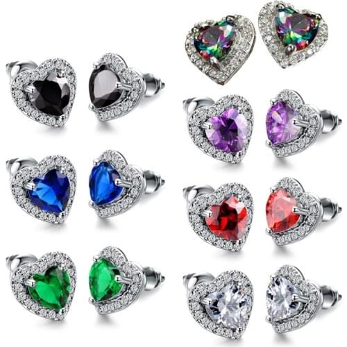 Heart shape Stud Earrring AAAAA cz Bijou Statement Wedding Stud Earrings for women Bridal Party Jewelry